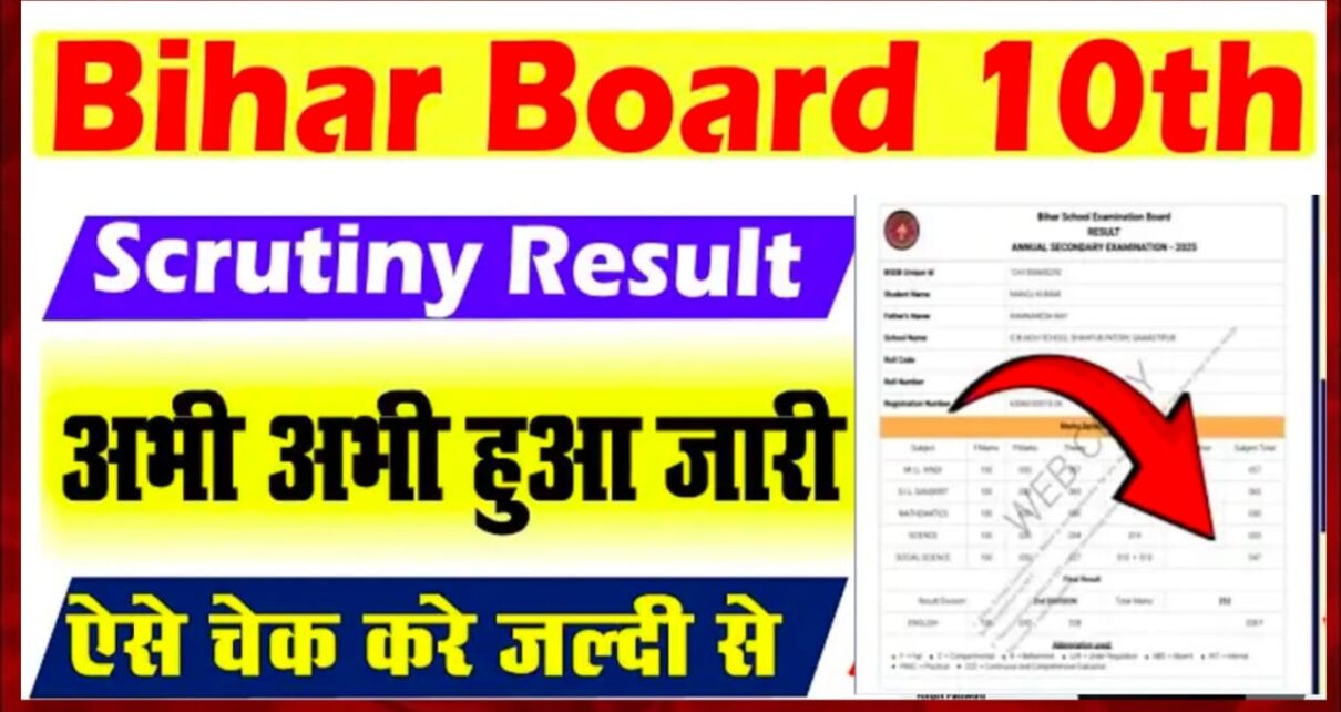 Bihar Board Class 10th Scrutiny Result 2025 Kab Jari Hoga